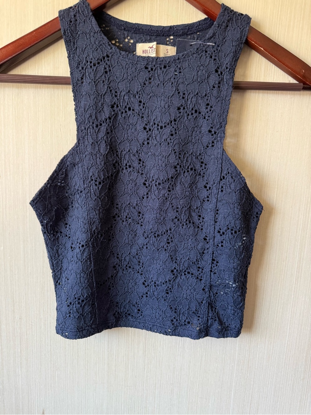 Hollister Navy Floral Lace Tank Top